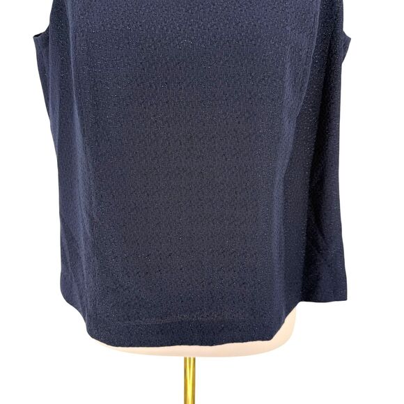 VTG Talbots Shell Tank Top 12W PETITE Navy Blue Shimmer Evening Lined Side Zip - Picture 4 of 15